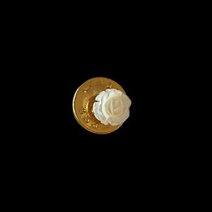 Vintage Mother of Pearl Carved Rose Flower Lapel Pin